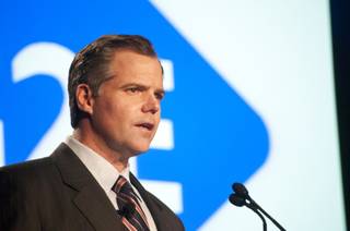 Jim Murren, Chairman and CEO of MGM Resorts International, speaks at this year's G2E at The Venetian Wed Oct. 4, 2011.